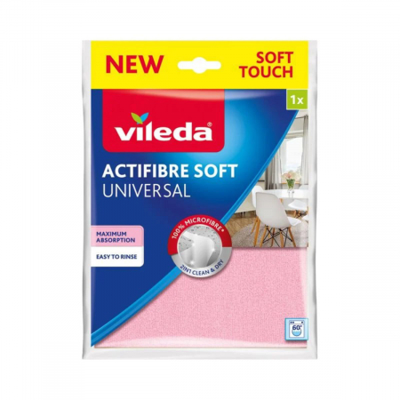 Lavete si prosoape - Laveta Vileda Actifibre Soft Universal 24086, suprafata 27 x 32 cm, multifunctionala, roz