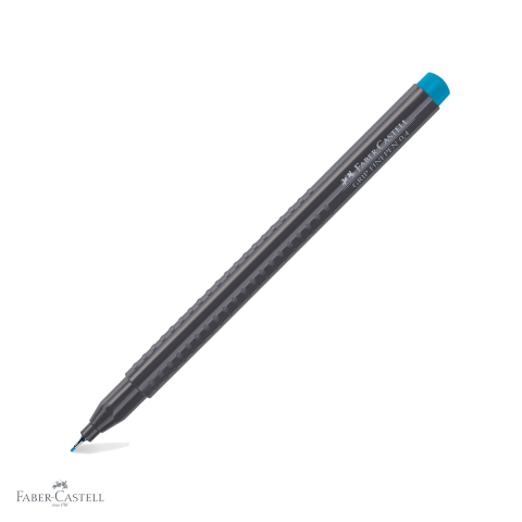 Linere - Liner 0.4 mm Faber-Castell Grip, cobalt-turcoaz, forma ergonomica triunghiulara, pentru desen tehnic si scris de precizie