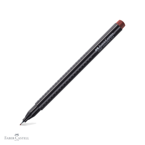 Birotica papetarie - Liner 0.4 mm maro Faber-Castell Grip, forma ergonomica triunghiulara, pentru desen tehnic si scriere precisa