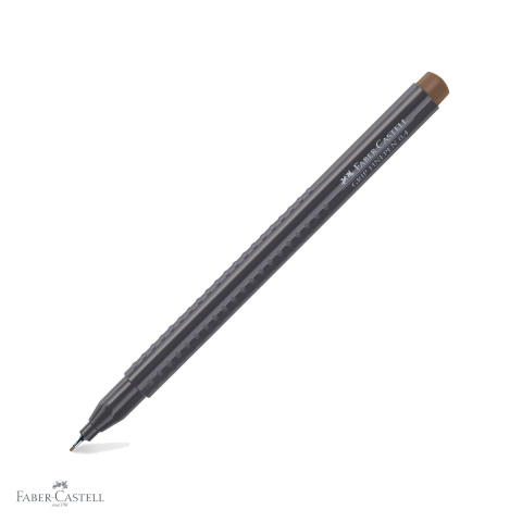Linere - Liner 0.4 mm maro inchis Faber-Castell Grip, cerneala pe baza de apa, forma ergonomica triunghiulara