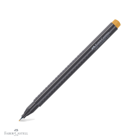 Linere - Liner 0.4 mm maro-ocru Faber-Castell Grip, forma ergonomica triunghiulara, pentru desen tehnic si ilustratie