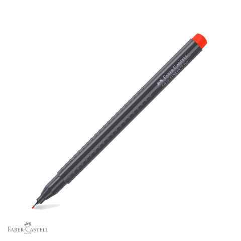 Birotica papetarie - Liner 0.4 mm rosu Faber-Castell Grip, cerneala lavabila, pentru desen tehnic si scriere de precizie