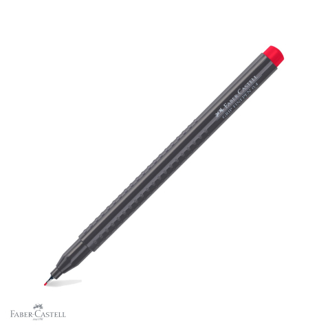 Linere - Liner 0.4 mm rosu magenta Faber-Castell, forma ergonomica triunghiulara, pentru desen tehnic si scris de precizie
