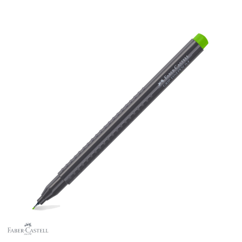 Linere - Liner 0.4 mm verde iarba Faber-Castell Grip, forma ergonomica triunghiulara, pentru desen tehnic si scris