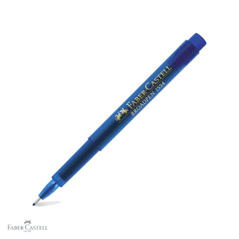 Linere - Liner 0.8 mm albastru Faber-Castell Broadpen 1554, varf metalic, cerneala permanenta pentru documente