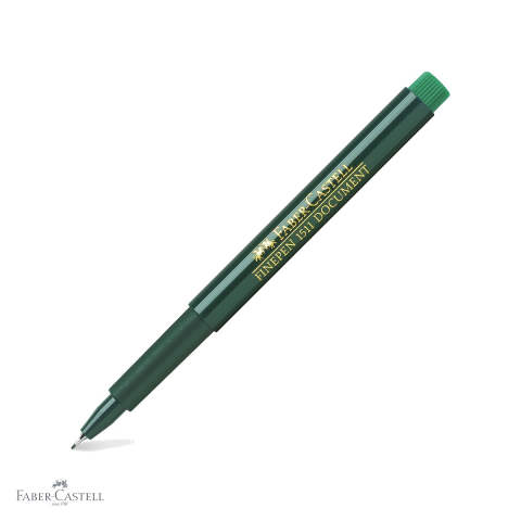 Linere - Liner Faber-Castell Finepen 1511 verde, varf metalic 0.4 mm, cerneala permanenta pe baza de apa