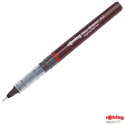 Birotica papetarie - Liner Graphic cu Tehnologie Free Ink 0.3mm Negru, pentru Desen Tehnic si Arhitectura, cu Varf Metalic, Tikky Rotring