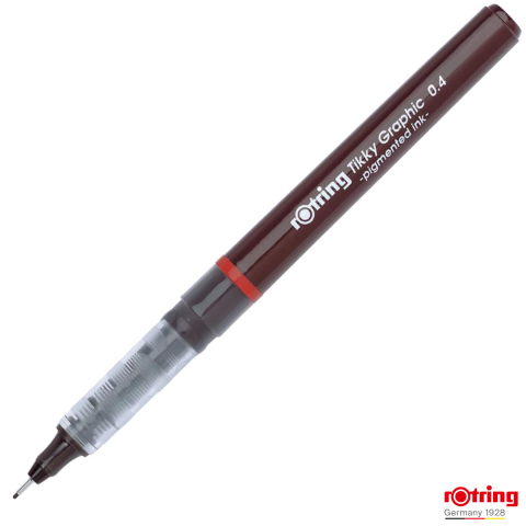 Birotica papetarie - Liner Graphic cu Tehnologie Free Ink 0.4mm Negru, pentru Desen Tehnic si Scriere, cu Varf Metalic, Tikky Rotring