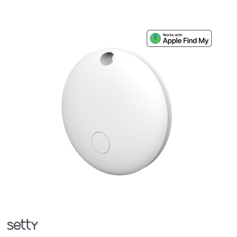 Localizatoare - Localizator Setty FindMyTag 01, bluetooth v.5.2, alimentare cu baterie CR2032, cu carcasa din silicon, rotund, Alb