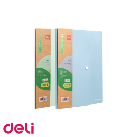 Mape, serviete si clipboarduri - Mapa cu 7 separatoare Deli, material eco din fibre de grau, cu buton de inchidere, pentru organizare documente