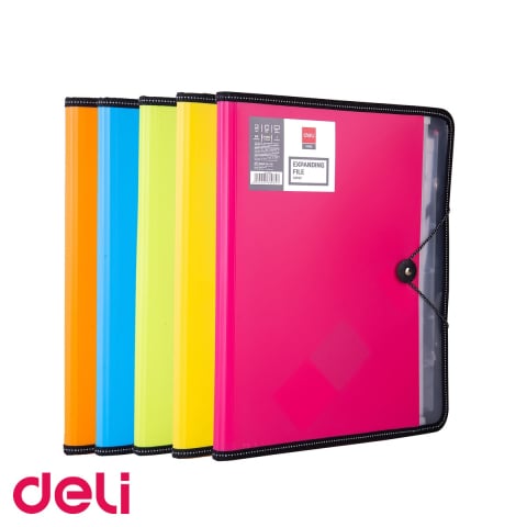 Mape si serviete - Mapa plastic cu 7 compartimente Deli, format A4, inchidere cu elastic, culori asortate
