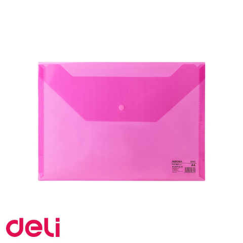 Mape si serviete - Mapa plastic cu buton Deli, format A4, rosie, pentru organizarea documentelor la birou