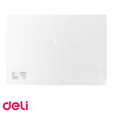 Mape, serviete si clipboarduri - Mapa plastic cu buton Deli, format A4, transparenta, pentru organizare documente