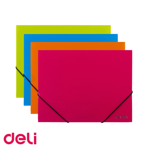 Mape si serviete - Mapa plastic cu elastic Deli, format A4, semitransparenta, cu 3 clapete interioare pentru organizarea documentelor