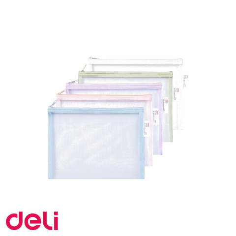 Mape, serviete si clipboarduri - Mapa protectie cu fermoar Deli, format A5, mesh poliester, pentru organizare documente