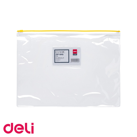 Mape si serviete - Mapa protectie documente A4 cu inchidere zip Deli, PVC 180 microni, cu buzunar carti de vizita