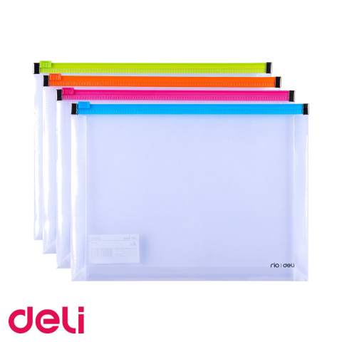 Mape si serviete - Mapa protectie zip A5 cu burduf Deli, din PVC, pentru organizarea documentelor