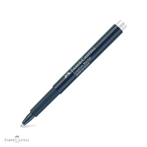 Markere - Marker creativ alb Faber-Castell, varf 1.5 mm, pentru hartie, sticla, plastic si metal
