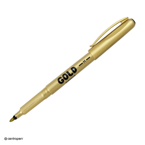 Markere speciale pentru desen si arta - Marker cu efect metalic Centropen 2670, varf rotund 1 mm, culoare aurie