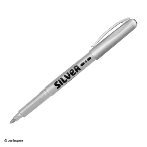 Markere speciale pentru desen si arta - Marker cu efect metalic Centropen 2690, varf rotund 1.5-3 mm, culoare argintie
