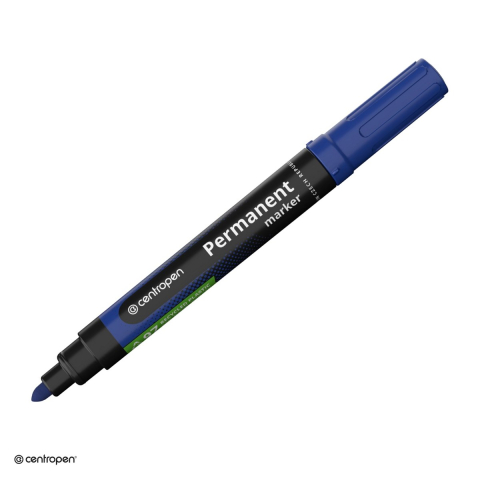 Instrumente de scris - Marker permanent Centropen 8566, varf rotund 2.5 mm, cerneala albastra
