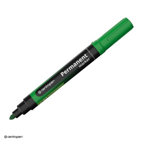 Instrumente de scris - Marker permanent Centropen 8566, varf rotund 2.5 mm, cerneala verde