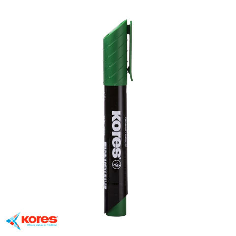 Birotica papetarie - Marker permanent Kores Eco, varf rotund 3mm, culoare verde, pentru marcare pe orice suprafata