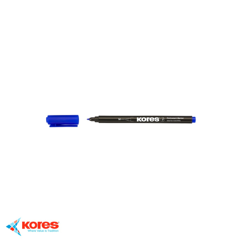 Birotica papetarie - Marker permanent Kores pentru CD/DVD, varf rotund 1.0mm, cerneala albastra, uscare rapida