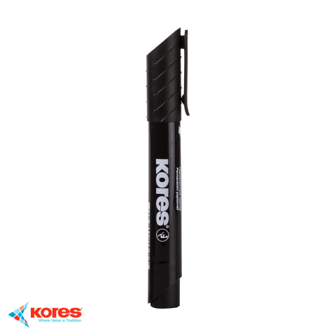 Birotica papetarie - Marker permanent Kores, varf rotund 3mm, cerneala neagra, scriere pe orice suprafata