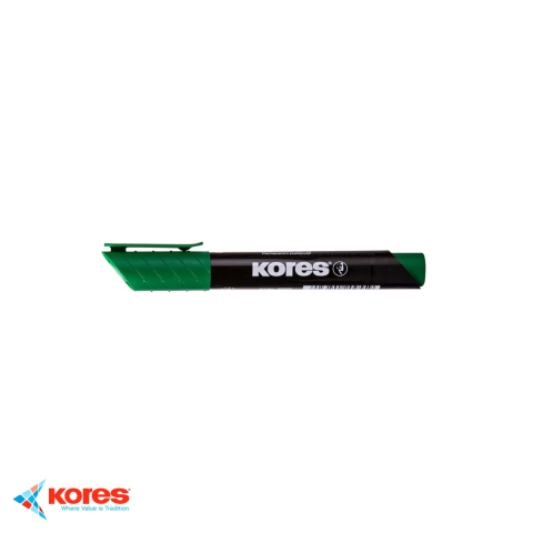 Birotica papetarie - Marker permanent Kores, varf rotund 3mm, verde, scriere pe orice suprafata inclusiv CD-uri