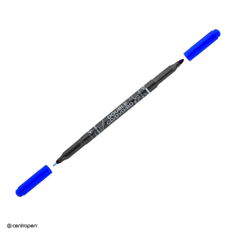 Instrumente de scris - Marker permanent pentru CD/DVD Centropen 3616, 2 varfuri, de 0.6 mm si 2.5 mm, cerneala albastra