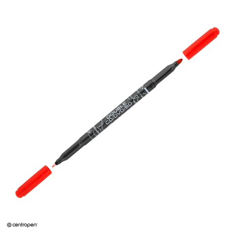 Instrumente de scris - Marker permanent pentru CD/DVD Centropen 3616, 2 varfuri, de 0.6 mm si 2.5 mm, cerneala rosie