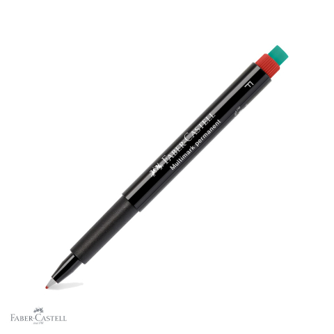 Markere - Marker permanent rosu Faber-Castell Multimark, varf fin F 0.6 mm, pentru CD, sticla, metal si plastic