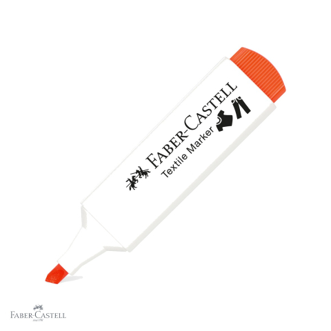 Markere textile - Marker textil Faber-Castell, culoare neon portocaliu, varf triplu 1/2/5 mm, pentru tesaturi