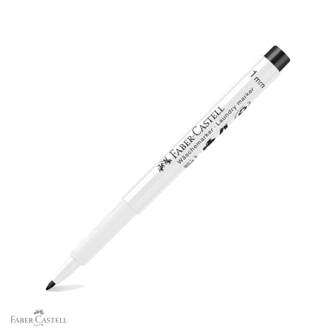 Markere textile - Marker textil Faber-Castell, varf rotund slim 1 mm, negru, permanent, pentru textile
