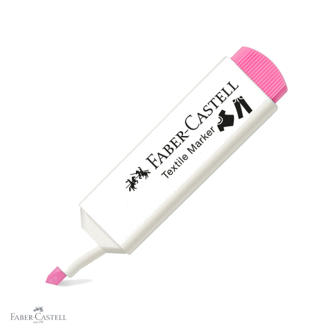 Markere textile - Marker textil roz Faber-Castell, varf tesit 3 grosimi, pentru decorat tesaturi