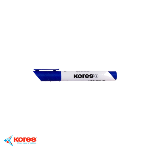 Birotica papetarie - Marker whiteboard Kores, varf tesit, cerneala albastra cu uscare rapida, pentru whiteboard si flipchart