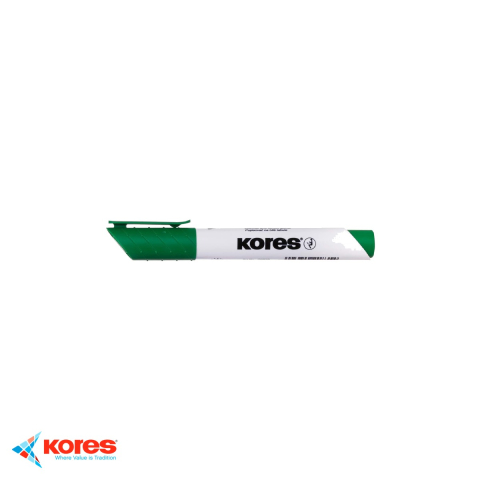 Birotica papetarie - Marker whiteboard Kores, varf tesit, cerneala verde cu uscare rapida, pentru whiteboard si flipchart