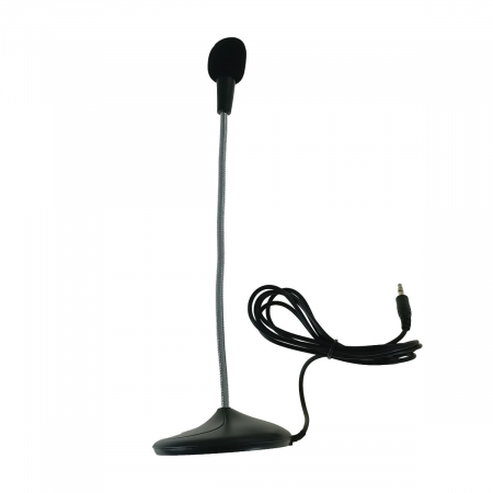 Microfon cu fir - Microfon de birou Platinet Office, omni-directional, cu cablu 140 cm, buton pornire/oprire, conector jack 3.5mm, negru