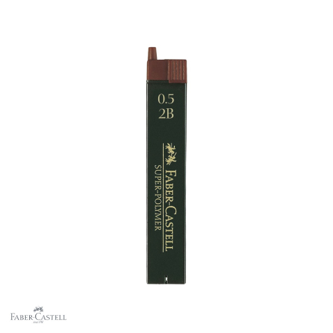 Birotica papetarie - Mine creion mecanic Faber-Castell Super-Polymer 0.5mm 2B, rezistenta la rupere, set 12 bucati