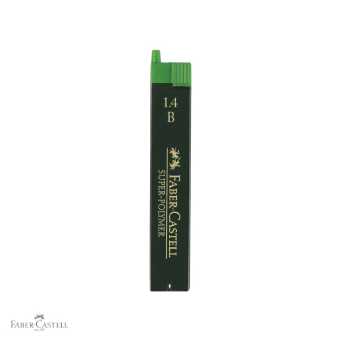 Birotica papetarie - Mine creion mecanic Faber-Castell Super-Polymer 1.4mm, duritate B, rezistenta la rupere, set 12 bucati