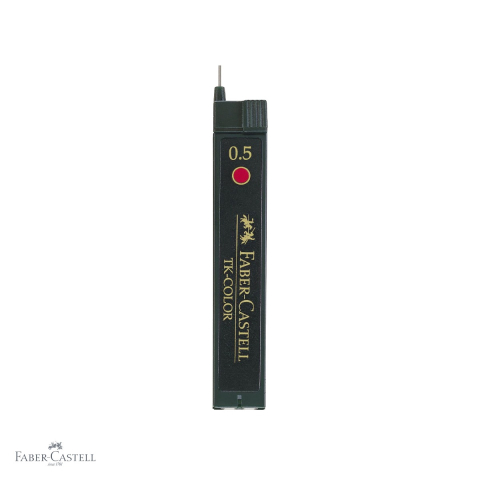Birotica papetarie - Mine creion mecanic Faber-Castell TK-Color 0.5 mm rosii, rezistente la rupere, 12 bucati/etui