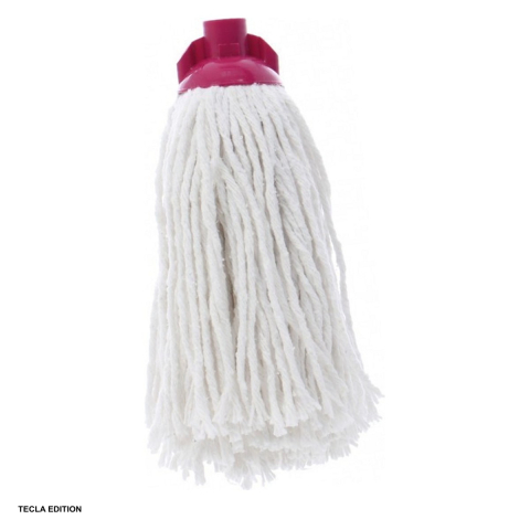 Menaj - Mop din bumbac 330 g, rezerva rotunda absorbanta, nu zgarie si nu lasa scame, pentru parchet, gresie si linoleum, alb