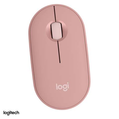 Accesorii IT - Mouse Bluetooth subtire Logitech Pebble Mouse 2 M350s, clicuri silentioase, senzor optic 400-4000 DPI, 3 butoane, Easy-Switch 3 dispozitive, 1 baterie AA, roz, 910-007014