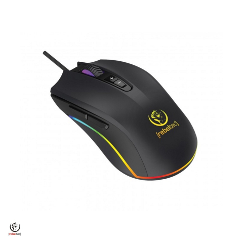 Mouse Gaming - Mouse Rebeltec gaming Predator, 800/1600/2400/4800/6400 dpi, 7 butoane, cu fir, optic, cablu 1.8m, Negru