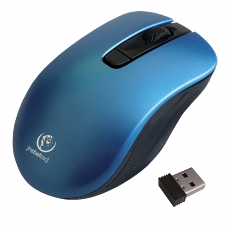 Mouse wireless - Mouse wireless 2.4 GHz cu receptor nano USB, Rebeltec Star, 800/1000/1600/ DPI, 4 butoane si scroll, 2 x AAA, albastru