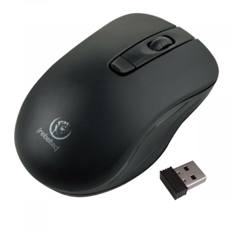 Mouse wireless - Mouse wireless 2.4 GHz cu receptor nano USB, Rebeltec Star, 800/1000/1600/ DPI, 4 butoane si scroll, 2 x AAA, negru