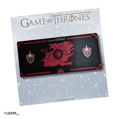Mouse Pad Gaming - Mousepad gaming XXL flexibil Lexip Game of Thrones Casa Targaryen, 900 x 400 x 4 mm, neopren lavabil, baza din latex antiderapanta, negru, TSXLXMP0004