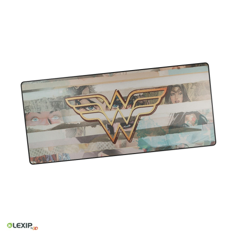Mouse Pad Gaming - Mousepad gaming XXL flexibil Lexip Wonder Woman Strips, 900 x 400 x 4 mm, neopren lavabil, baza din latex antiderapanta, WAXLXMP0006