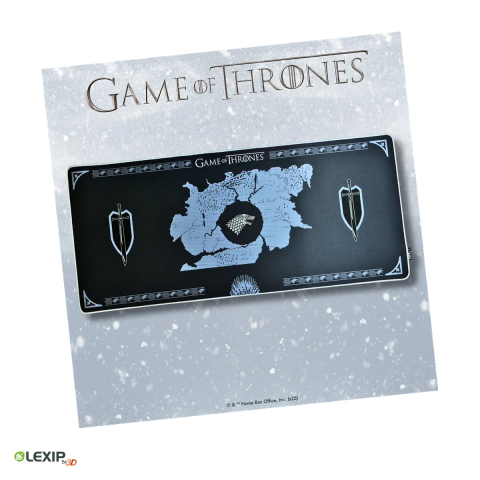 Mouse Pad Gaming - Mousepad gaming XXL Lexip Game of Thrones Stark, 900 x 400 x 4 mm, textil cu baza cauciucata, rezistent la umezeala, negru cu albastru, TSXLXMP0015